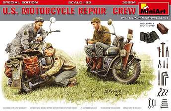 MiniArt (35284) US Motorcycle Repair Crew (3) w:2 Motorcycles