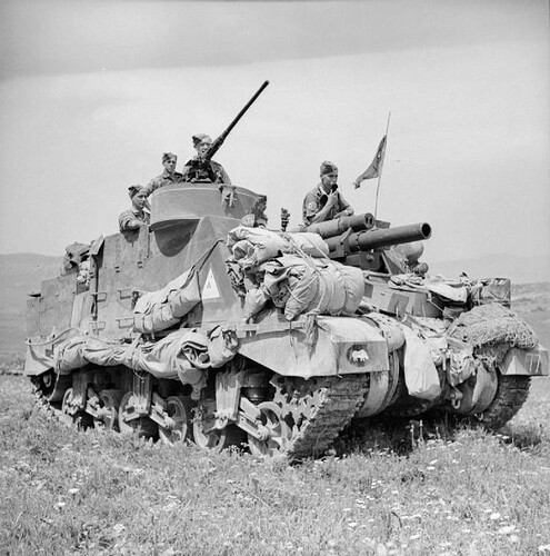 Priest 105mm selfpropelled gun of 11th Royal Horse Artillery Honourable Artillery Company, 1st Armoured Division. Tunisia 22 April 1943.