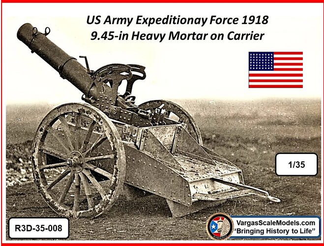 1:35 WW1 USAEF 240 mm Trench Mortar on carrier 1918