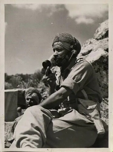WW2 Sikh soldier with scrim-covered turban