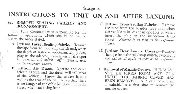 Instructions to unit on and after landing