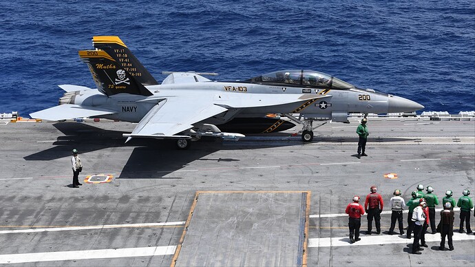 FA-18F_Super_Hornet_of_VFA-103_aboard_USS_Abraham_Lincoln_(CVN-72)in_the_Atlantic_Ocean_on_1_August_2018(180801-N-RG171-1542)