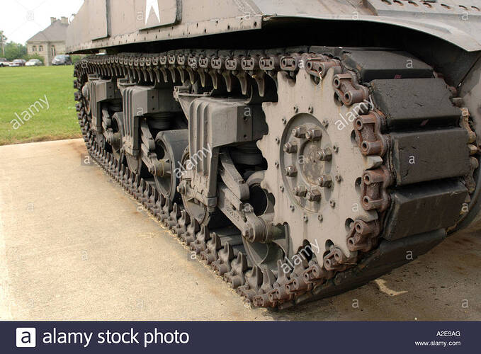 sherman-tank-track-from-ww2-on-display-at-the-veterans-hospital-sandusky-A2E9AG