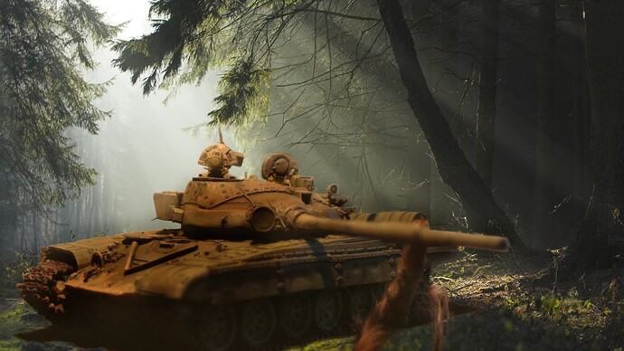T-72B + fond-ecran-widescreen-arbres-foret-2a