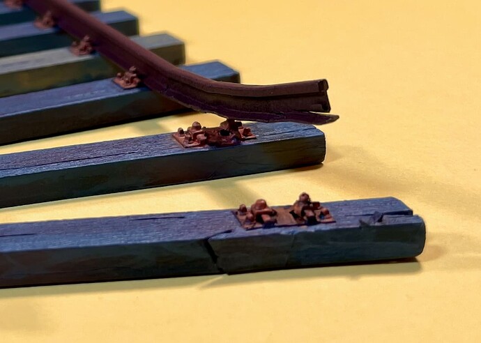 Rails & Plates - Vallejo Light Rust (70.301), Sleepers - Old Wood (70.310), Black (71.057) (2)