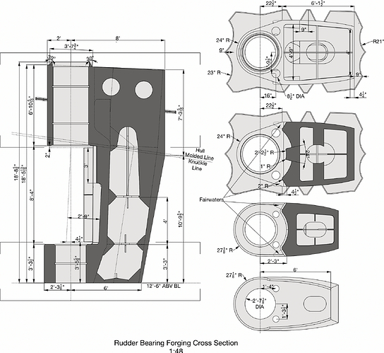 Rudder Bearing Forging Elevation Cross Section