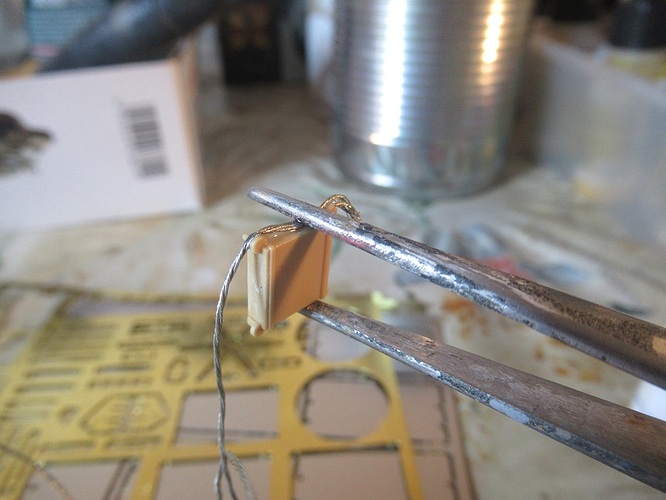 gluing cable to block