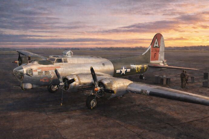 B-17 Little Miss Mischief im Morgengrauen