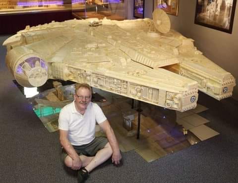 Millennium Falcon built using 910,000 matchsticks by Patrick Acton