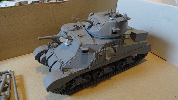 assembled tank in grey primer