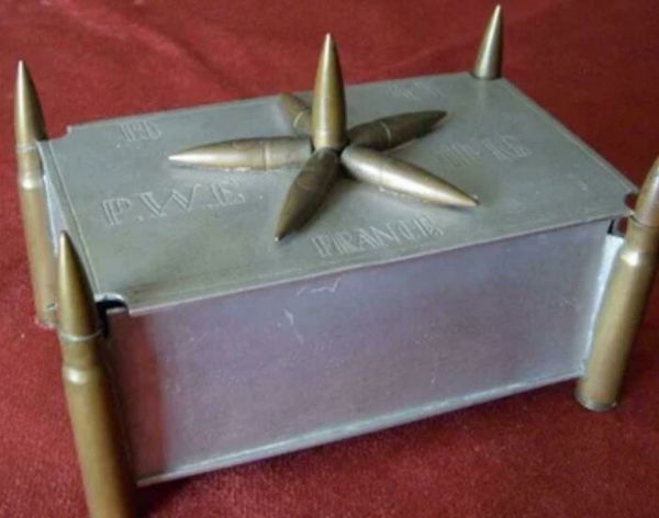 German Prisoner of War Made Trench Art Box, US Camp #16, France, 1945 WW2.