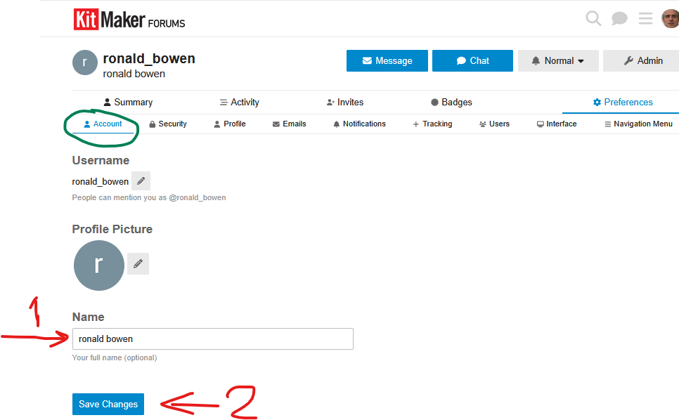 Change user name? - User Support - KitMaker Network